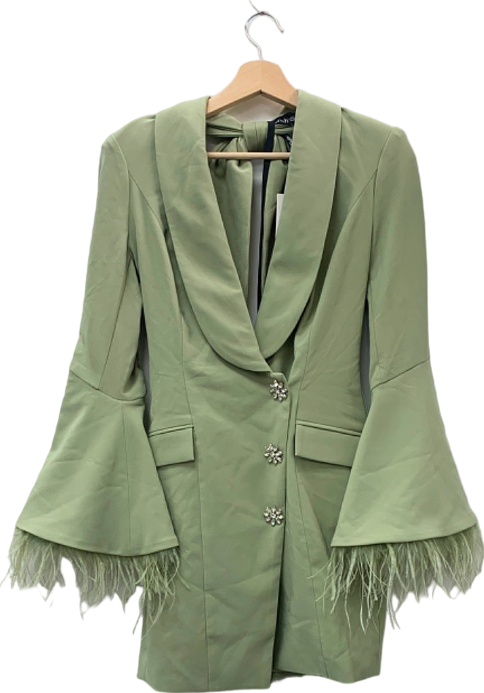 Lavish Alice Sage Fluted Feather Dress Blazer Mini Dress Size UK 6