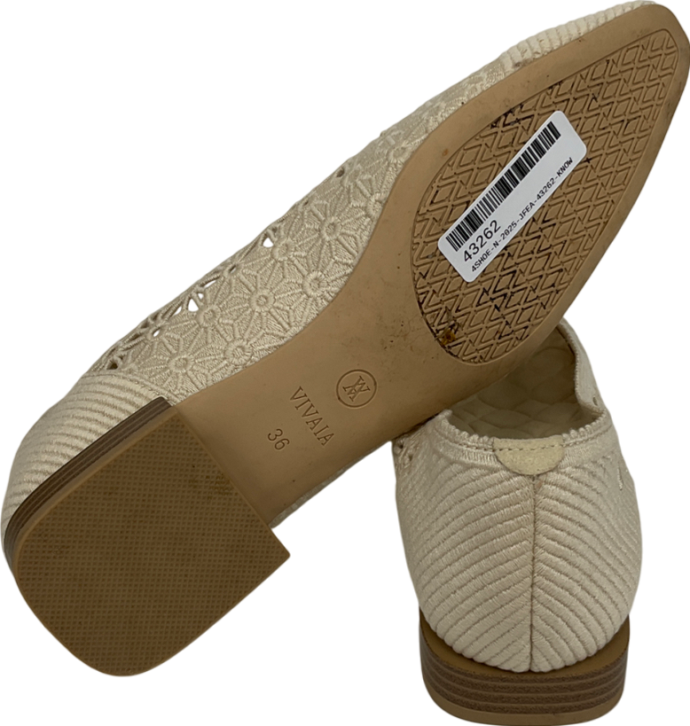 vivaia Cream Small Square Toe Mesh Heels (maelyn) UK 3 EU 36 👠