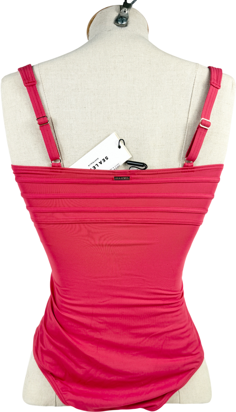 Sea level Red De Luxe Square Neck Bralette Swimsuit - Raspberry Colour UK 10