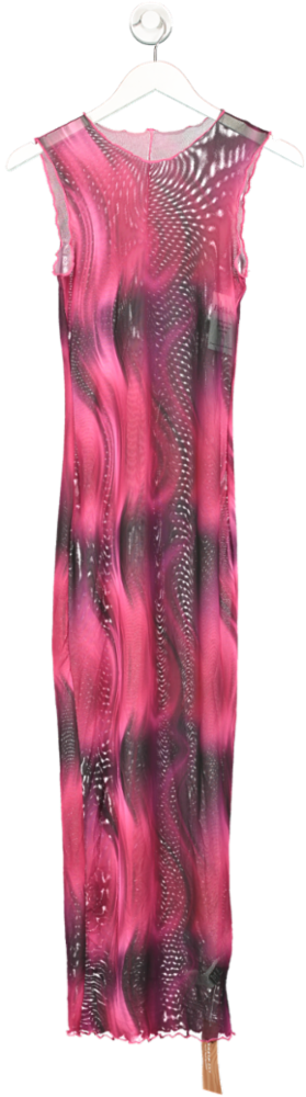 SHEIN Pink Sheer Mesh Maxi Dress UK XS