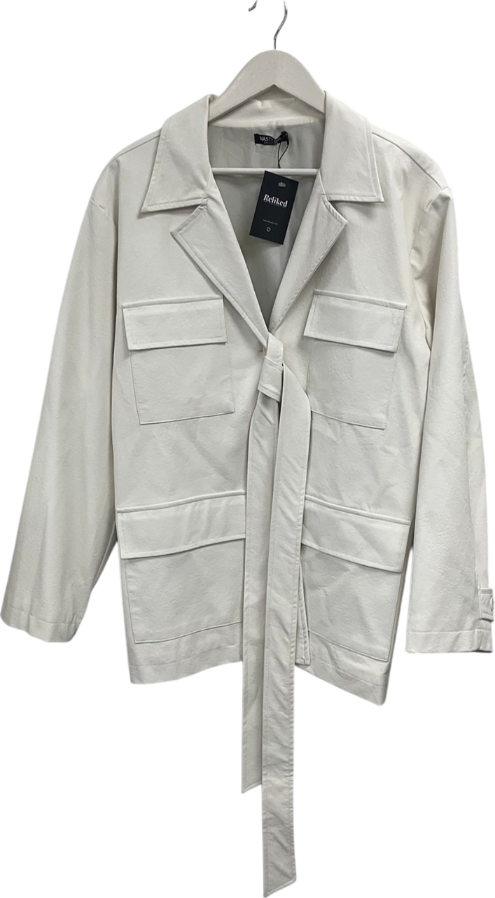 Nasty Gal Cream Faux Leather Jacket UK 6