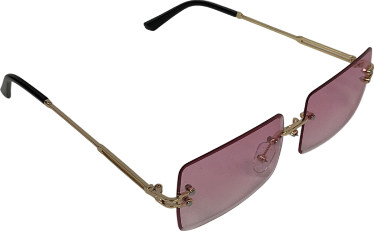 Pink Rimless Rectangular Sunglasses One Size