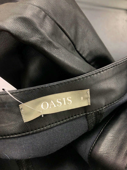 Oasis Black Leather Mini Skirt UK 8