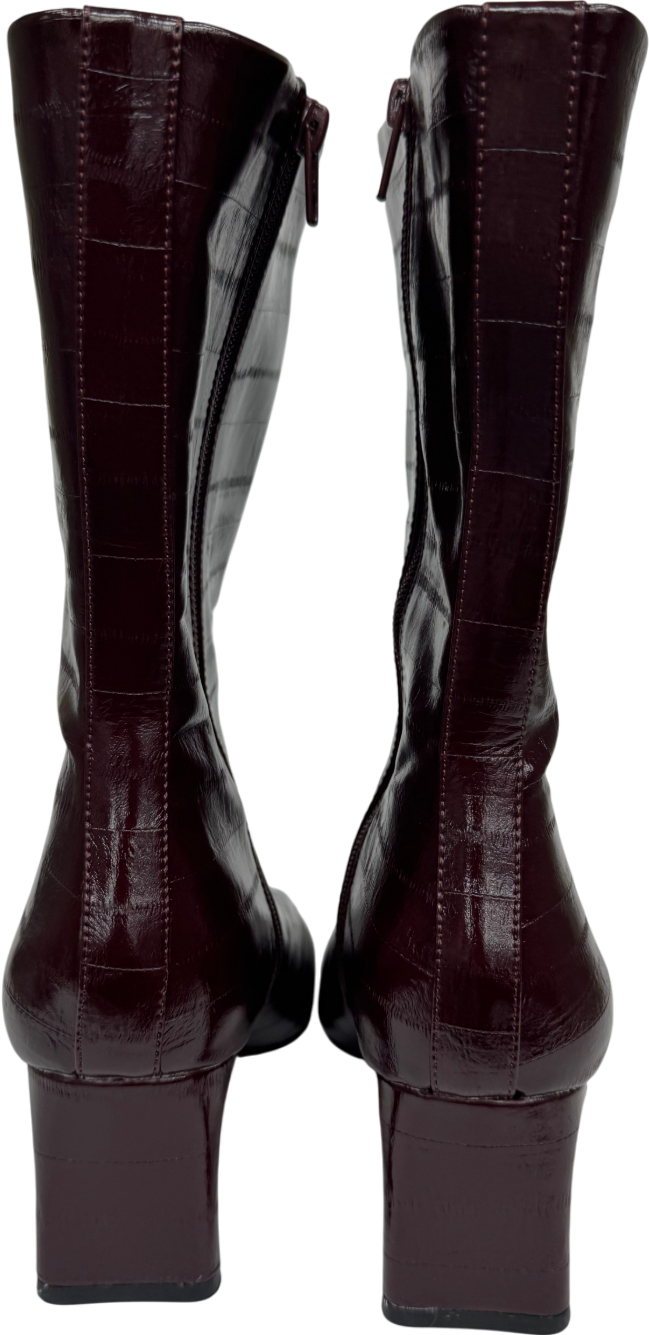 ASOS Eliza Set Back Heel Ankle Boots In Burgundy Eel UK 7 EU 40 👠