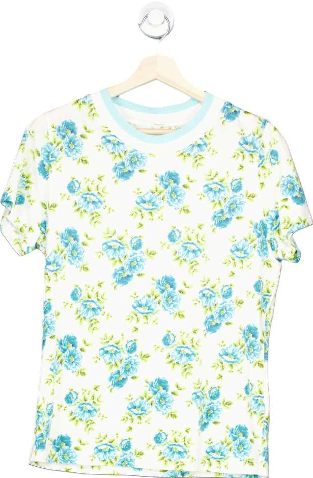 Zimmermann White/Blue Floral Print Knit Top UK 3