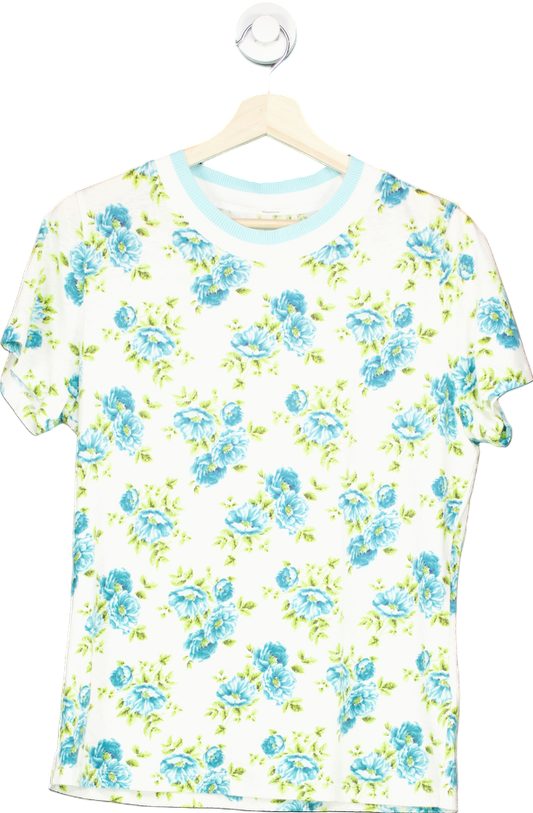 Zimmermann White/Blue Floral Print Knit Top UK 3