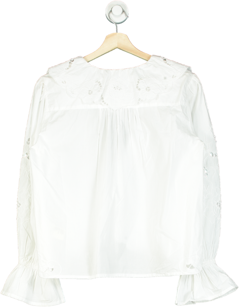 Free People White Embroidered Blouse M