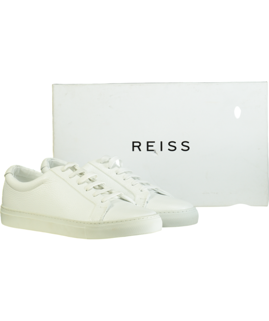 REISS White Leather Luca Low Top Trainers UK 9 EU 43 👞