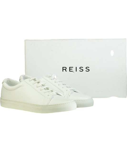 REISS White Leather Luca Low Top Trainers UK 9 EU 43 👞