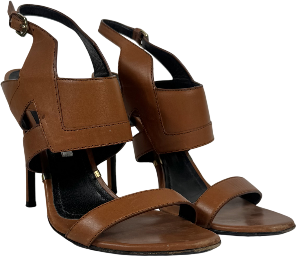 Gianmarco Lorenzi Beige Tan Strappy Stiletto Heels With Buckle Ankle Strap UK 5 EU 38 👠