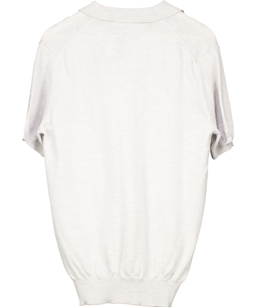 Aurelien Grey Cashwool Buttonless Polo Shirt UK M