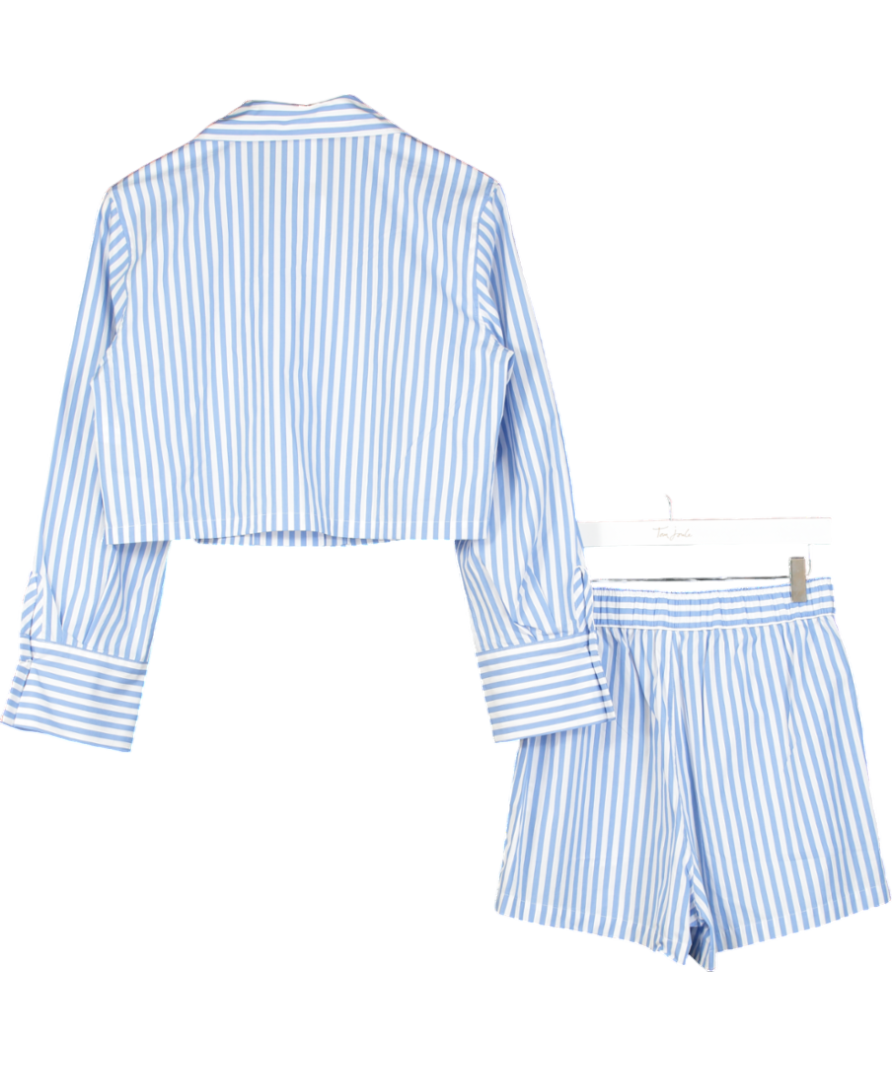 Polo Ralph Lauren Blue Shirting Stripes Wide Stripes Crop And Boxer Set UK XS