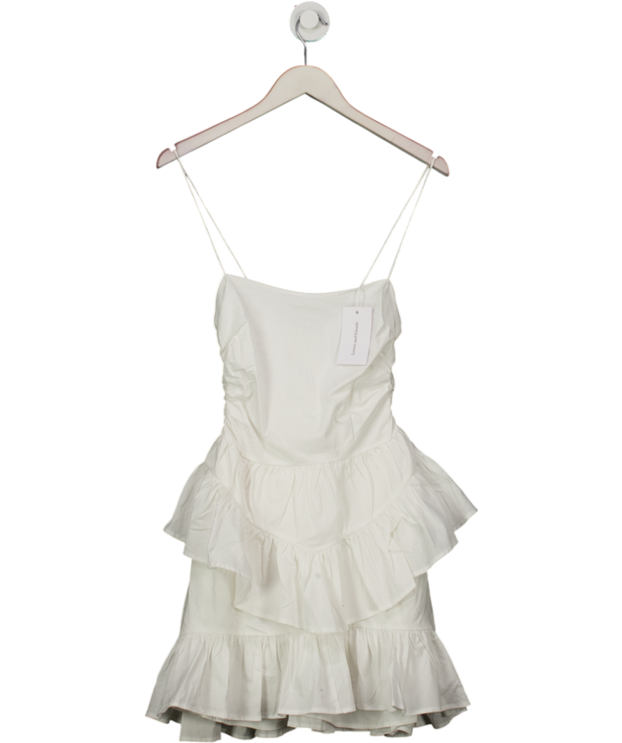 Lovers and Friends White Rosalind Tiered Cotton Mini Dress UK XS