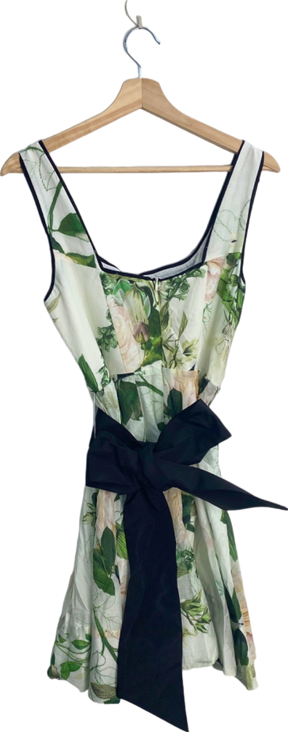 Karen Millen x. Lydia Millen Spring Floral Silk Cotton Mini Prom Dress UK 12