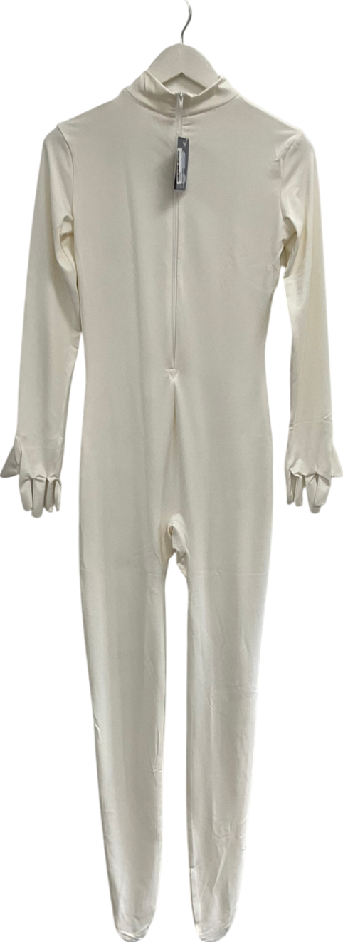 Suprnowa Cream Fullbody Turtleneck Footed Unitard UK L