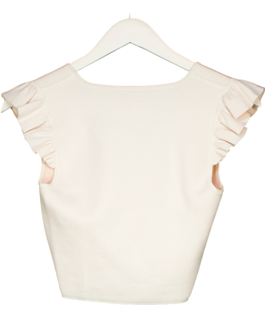 Club Monaco Cream Rufle Sleeve Knitted Top UK XS