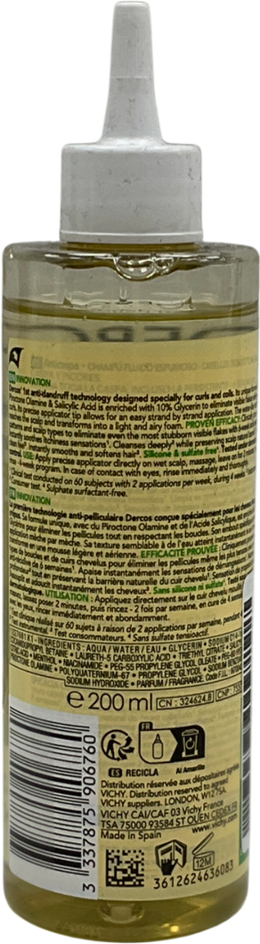 Vichy Dercos Anti-dandruff Water To Foam Shampoo, For Curls And Coils 200ml
