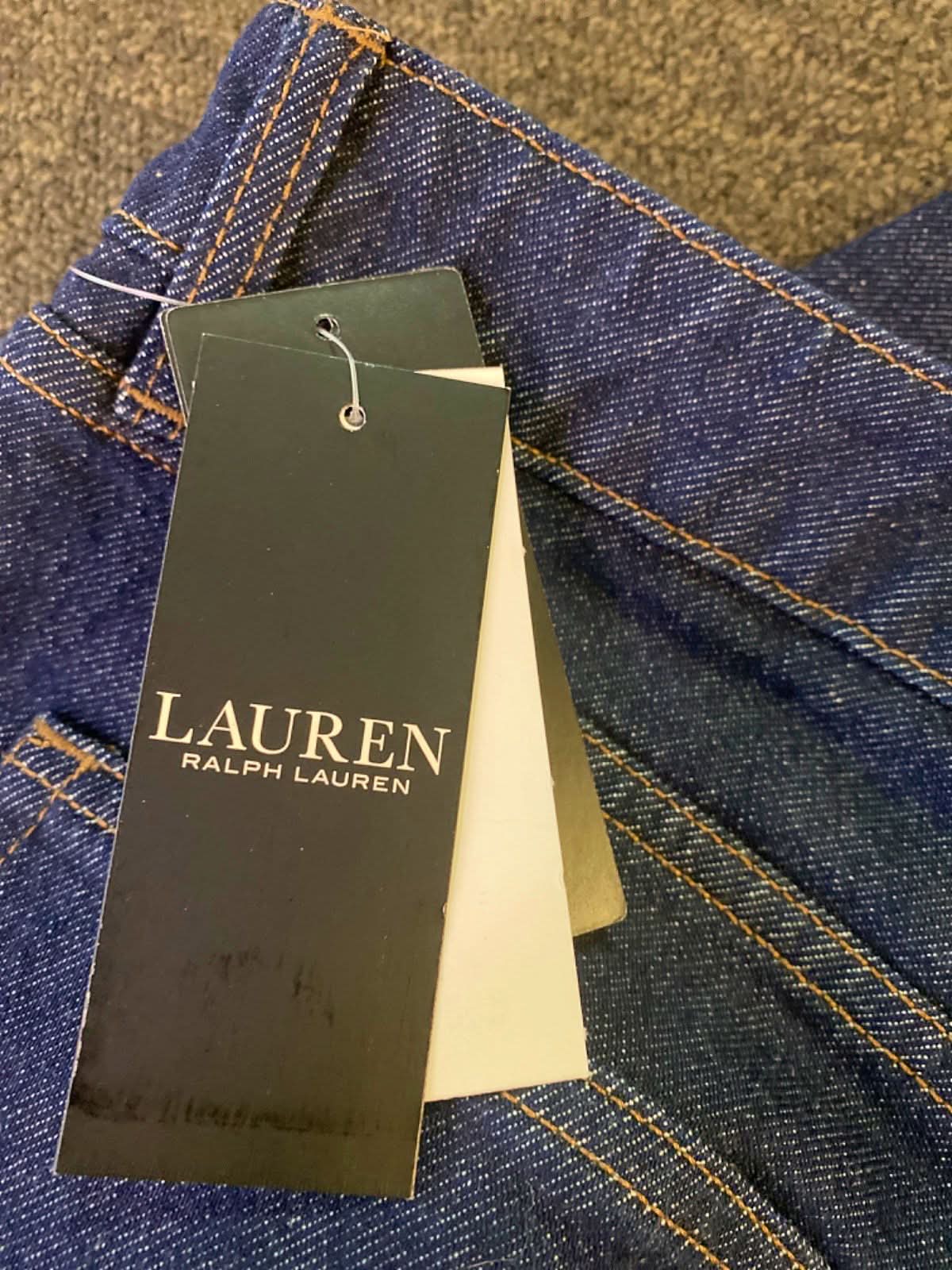 Lauren Ralph Lauren Dark Blue High-Rise Straight Ankle Jeans UK 14