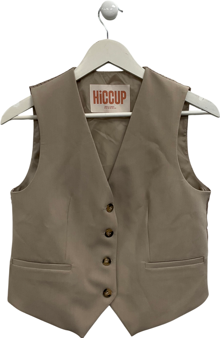 Hiccup Beige Button Down Vest UK S