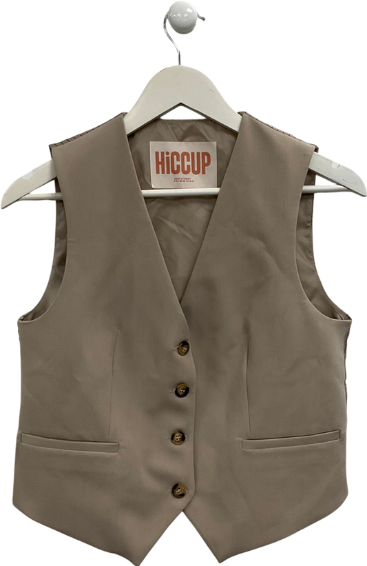 Hiccup Beige Button Down Vest UK S