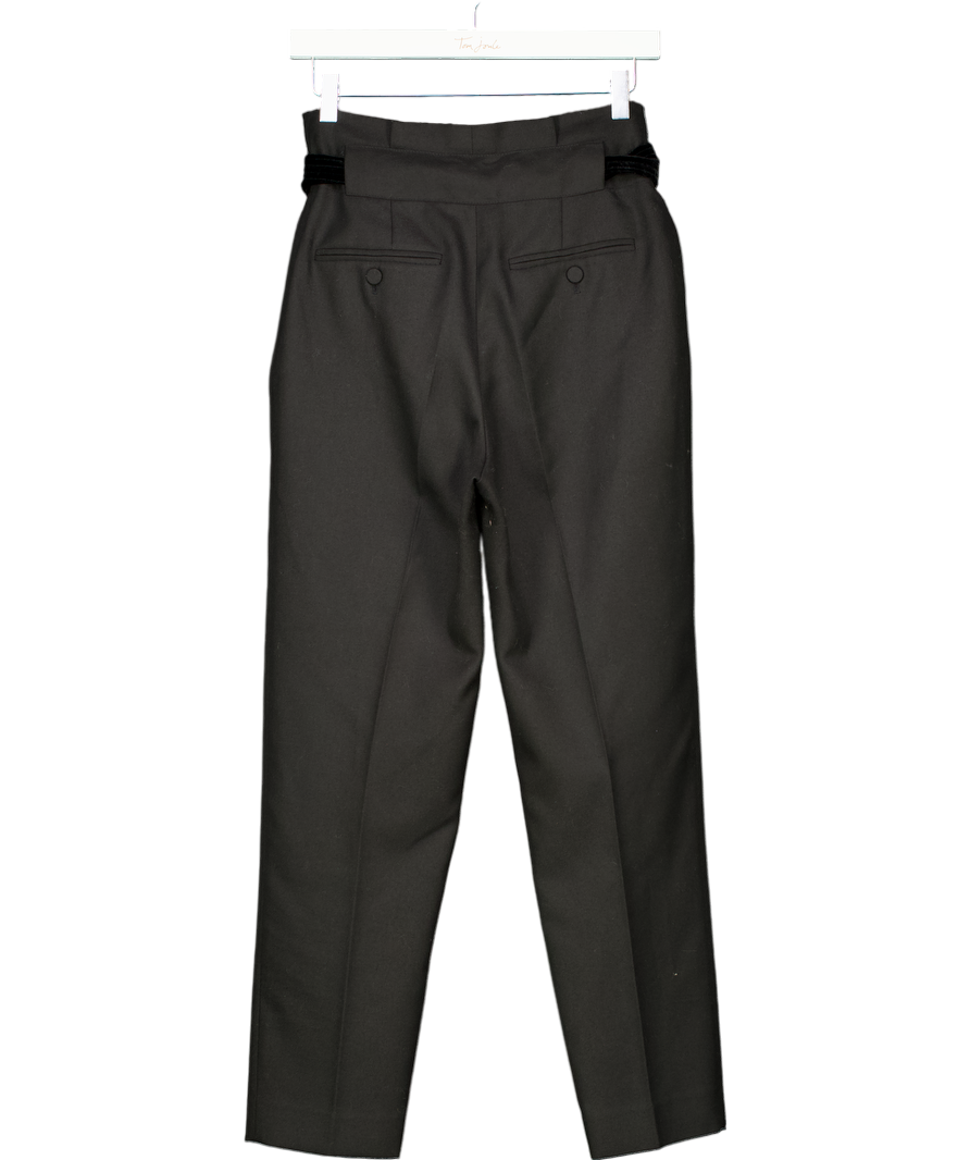 Claudie Pierlot Black Pauletta Velvet-trimmed Twill Tapered Trousers Fr36 UK 8