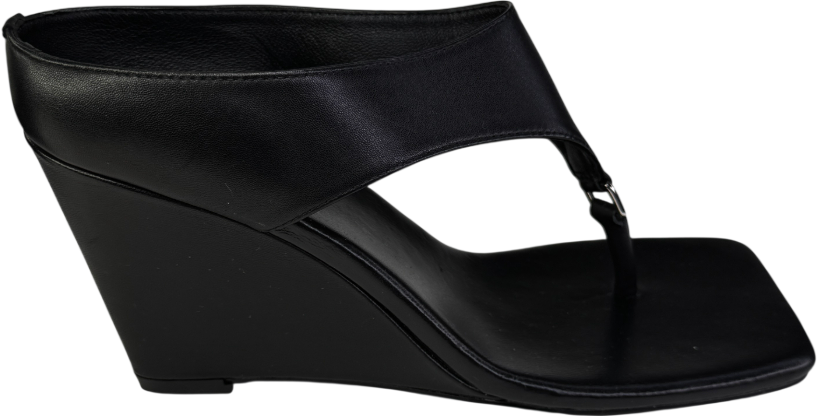 REBE Black Leather Yvie Wedge Heel UK 5 EU 38 👠