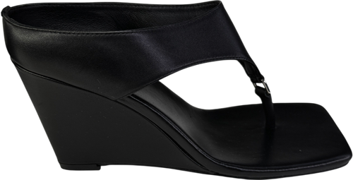 REBE Black Leather Yvie Wedge Heel UK 5 EU 38 👠