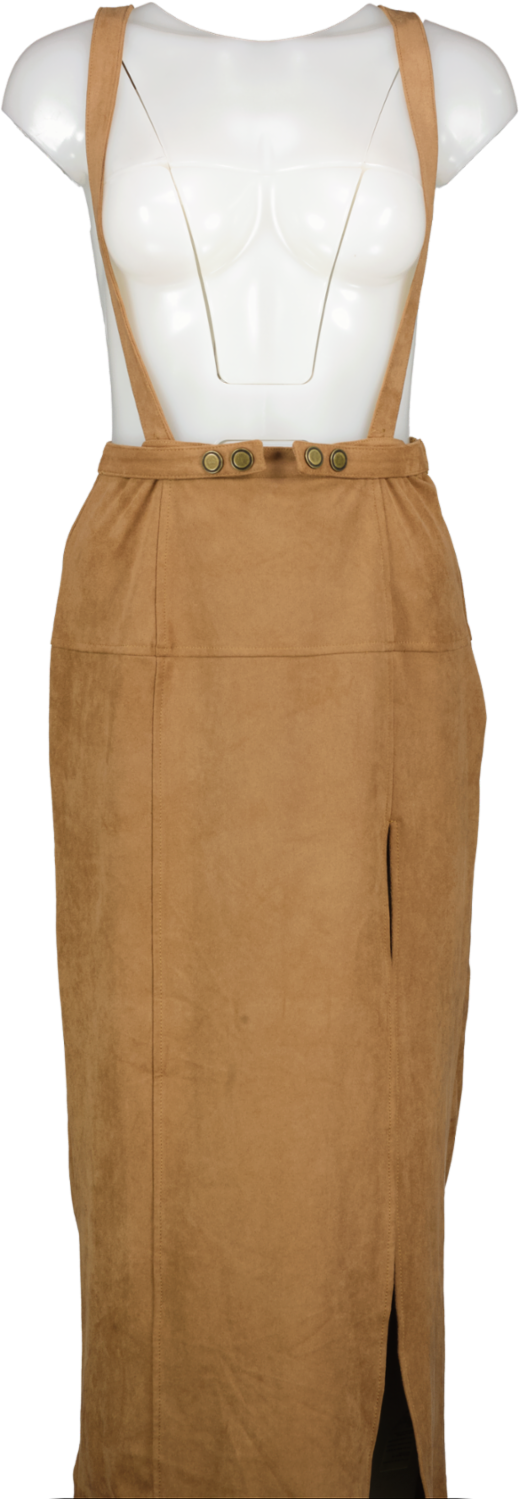 Anthropologie Brown Faux Suede Pinafore Skirt UK 8