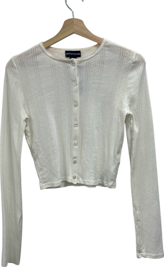 PrettyLittleThing White Pointeelle Cardigan UK 8