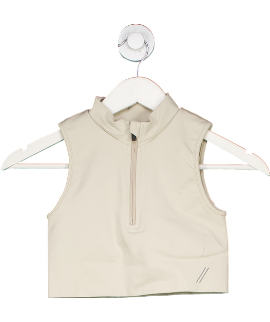 t/ala Cream Mock Neck Quater-zip Crop Top UK XS