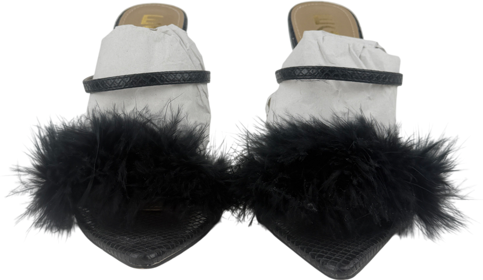 Ego Black Feather Strappy Heels UK 5 EU 38 👠