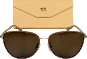 Mohala Brown Leah I Polarised Round Sunglasses Tuscan Rose Chain Temple