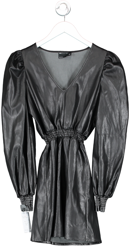 ASOS Black Faux Leather Mini Dress UK 8