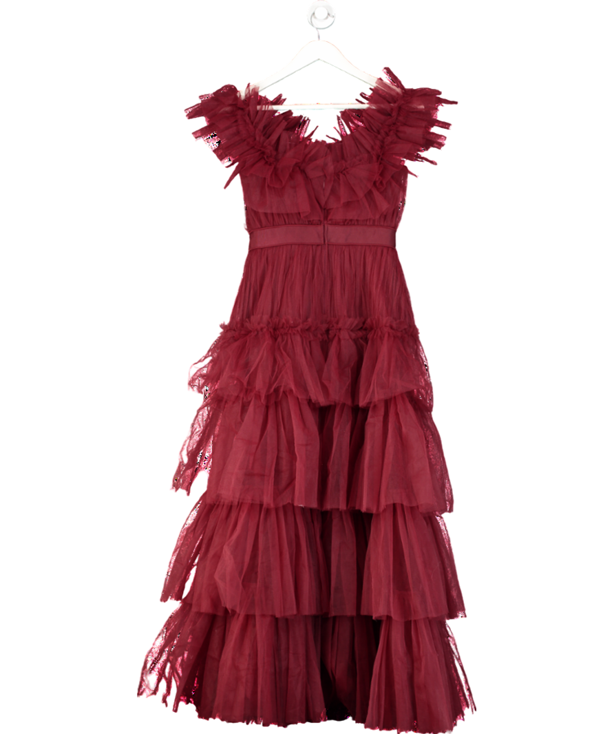 Karen Millen Red Tulle Layered Off The Shoulder Prom Dress UK 8