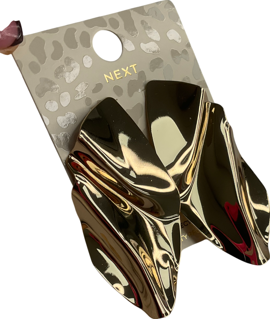 Next Metallic Gold Tone Molten Folded Statement Earrings Made With Recycled Brass One Size