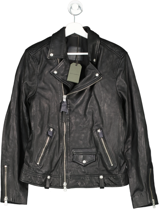 AllSaints Luxury Black Leather Milo Biker Jacket Bnwt UK S