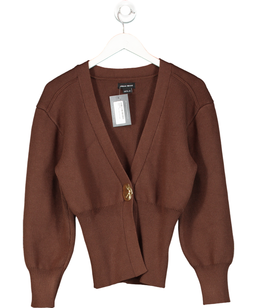 Urban Revivo Brown V Neck Knitted Cardigan UK 8