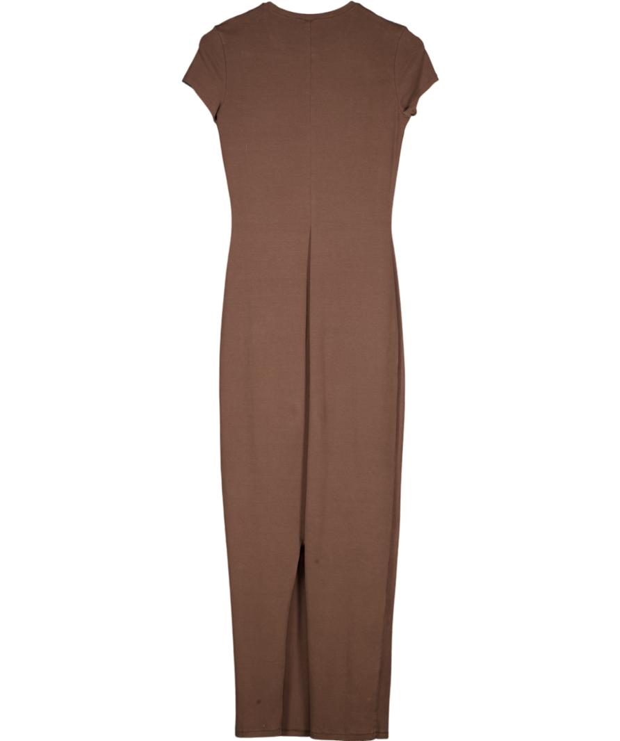 SKIMS Brown Soft Cotton Mix Short Sleeve Maxi Dress UK M