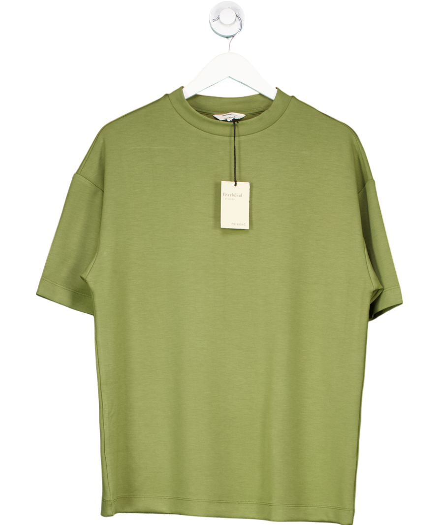River Island Green Khaki Premium Short Sleeve Oversized T-shirt UK S