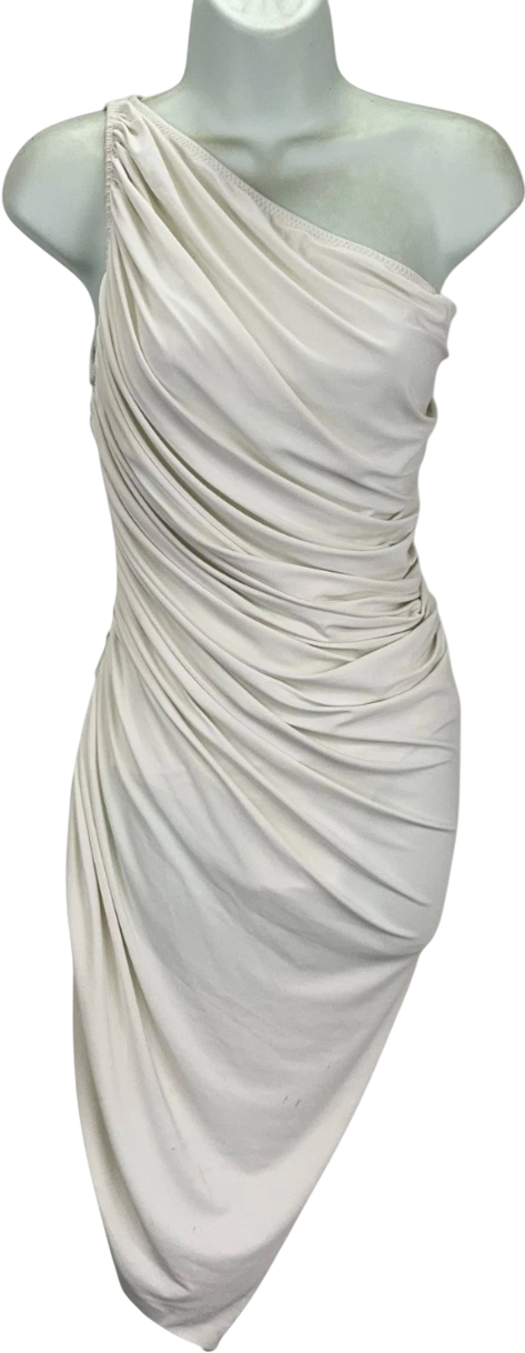 Norma Kamali White Diana Asymmetric Diana Dress UK XS