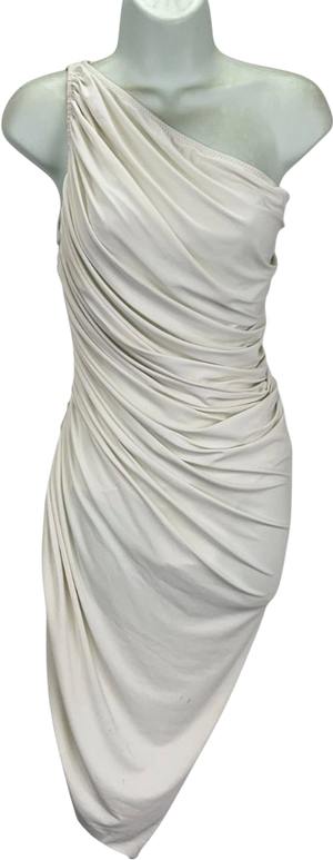 Norma Kamali White Diana Asymmetric Diana Dress UK XS