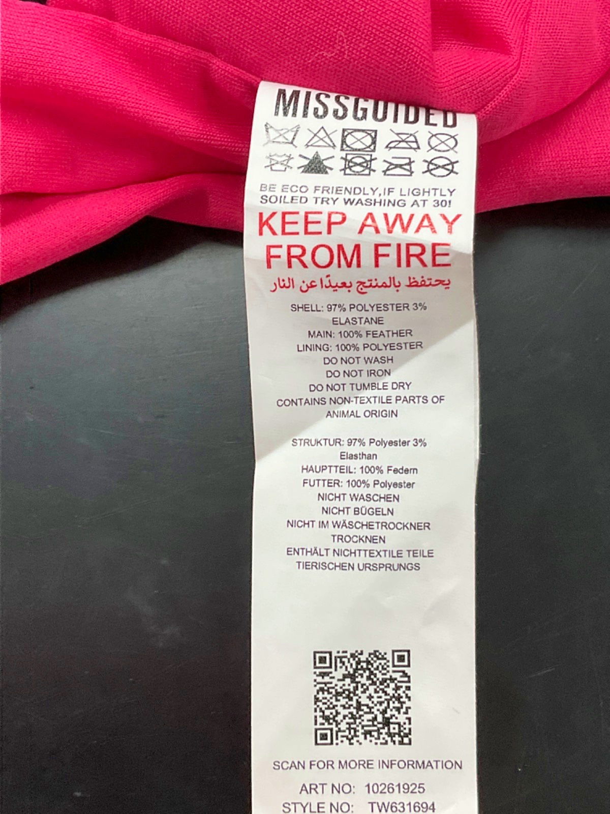 Missguided Pink Feather Crop Top UK 8