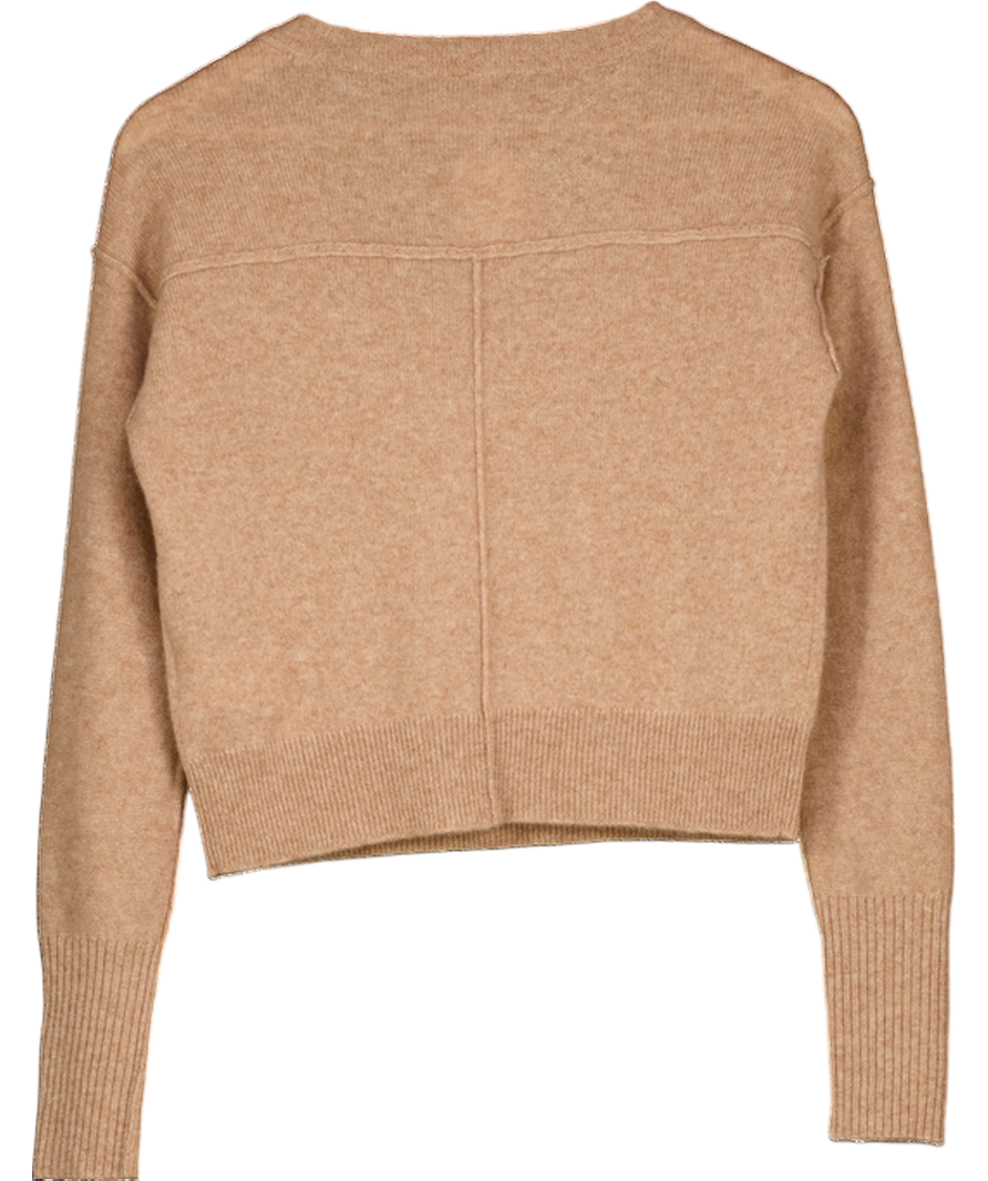Free People Beige 100% Cashmere Stellar  V-neck  Knit Jumper UK XS