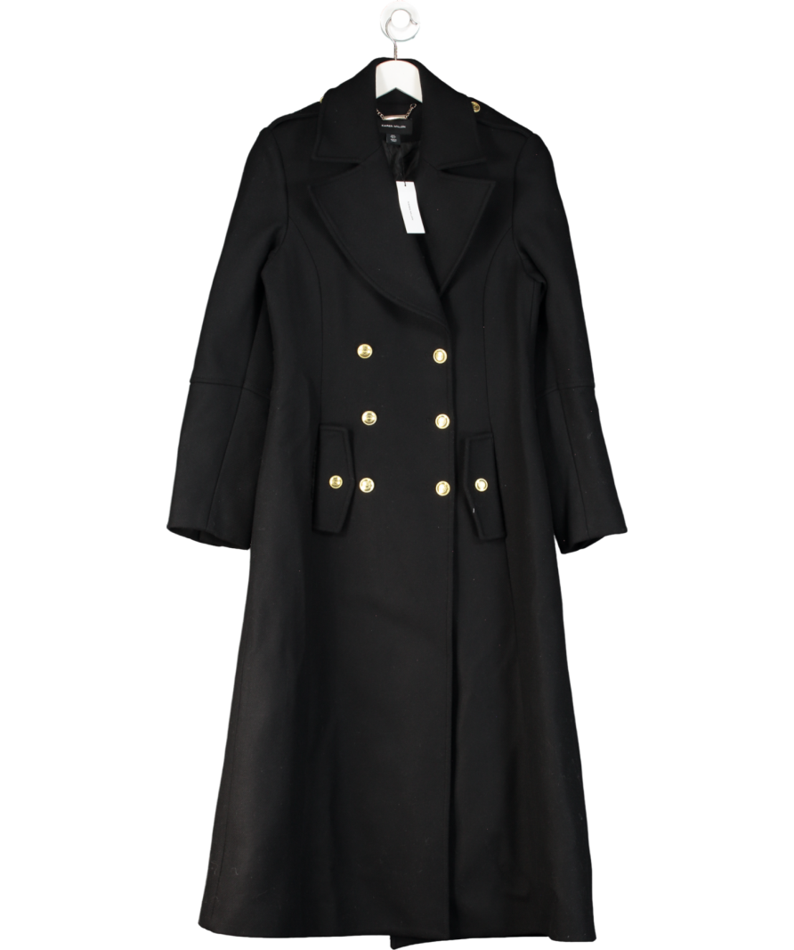 Karen Millen Black Wool Blend Military Coat UK 8