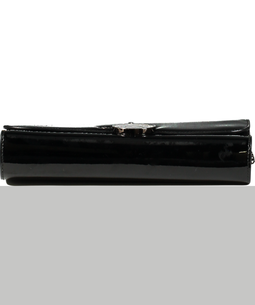 Christian Louboutin Black Patent Leather Riveiera Shoulder Clutch Bag