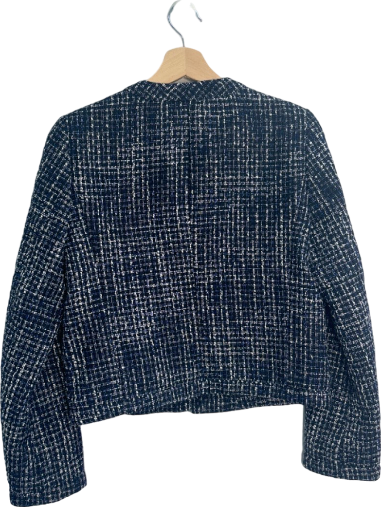 Claudie Pierlot Navy Blue Tweed Button-Up Jacket Size UK 12