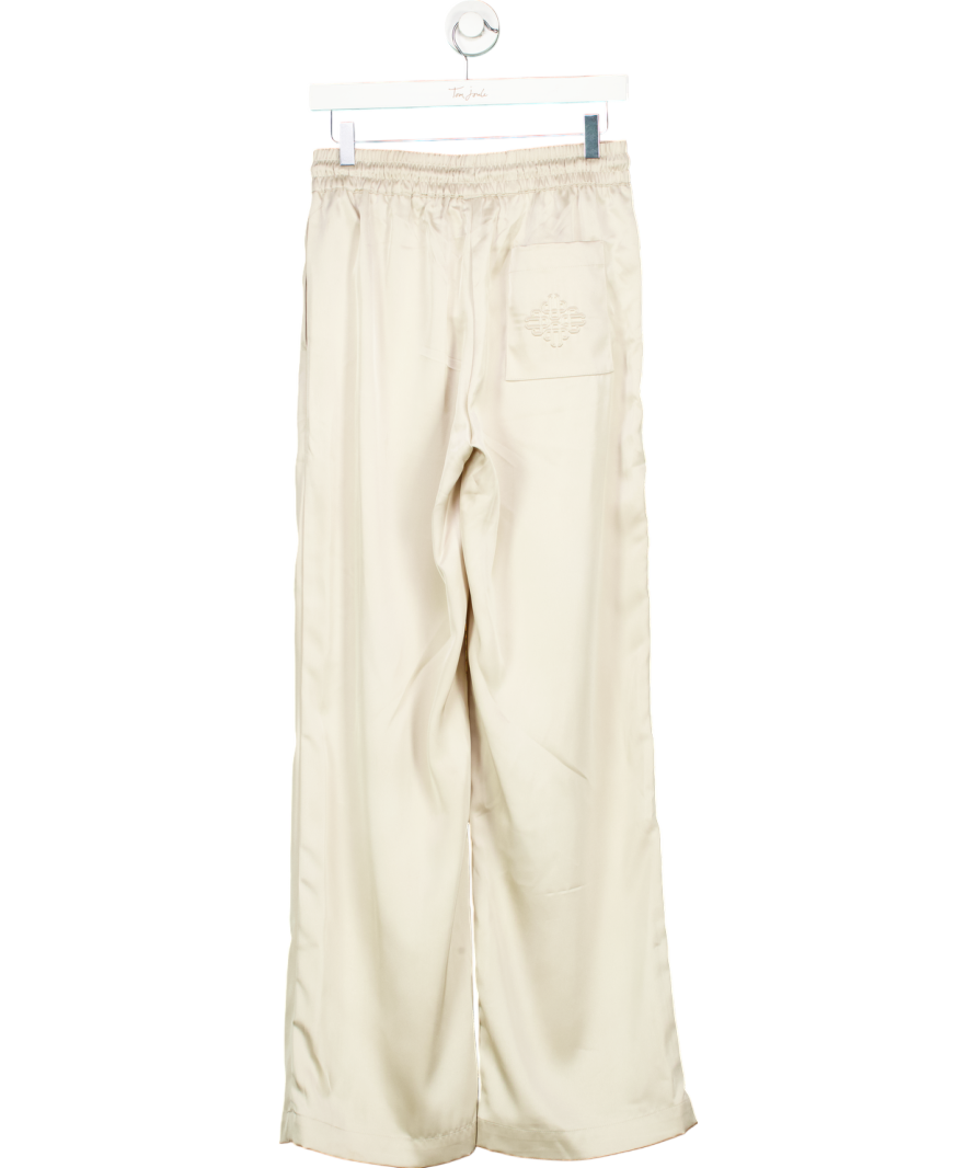 The Couture Club Beige Satin Emblem Trousers UK 10