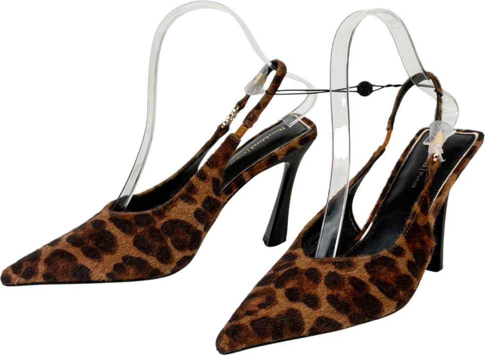 River Island Brown Leopard Print Slingback Court Heels UK 4 EU 37