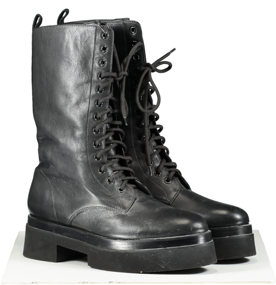 Tamara Mellon Black Leather Lace Up Calf Boots UK 8 EU 41 👠