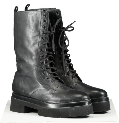 Tamara Mellon Black Leather Lace Up Calf Boots UK 8 EU 41 👠
